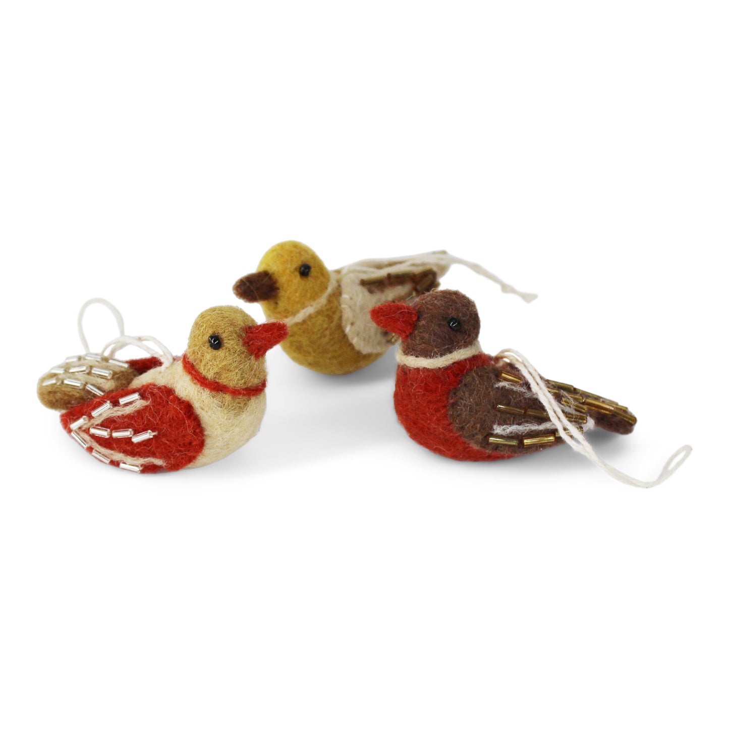 Pearl Birds Felt Decoration 3pk