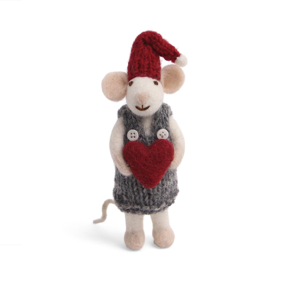 Mouse Girl Small White with Heart