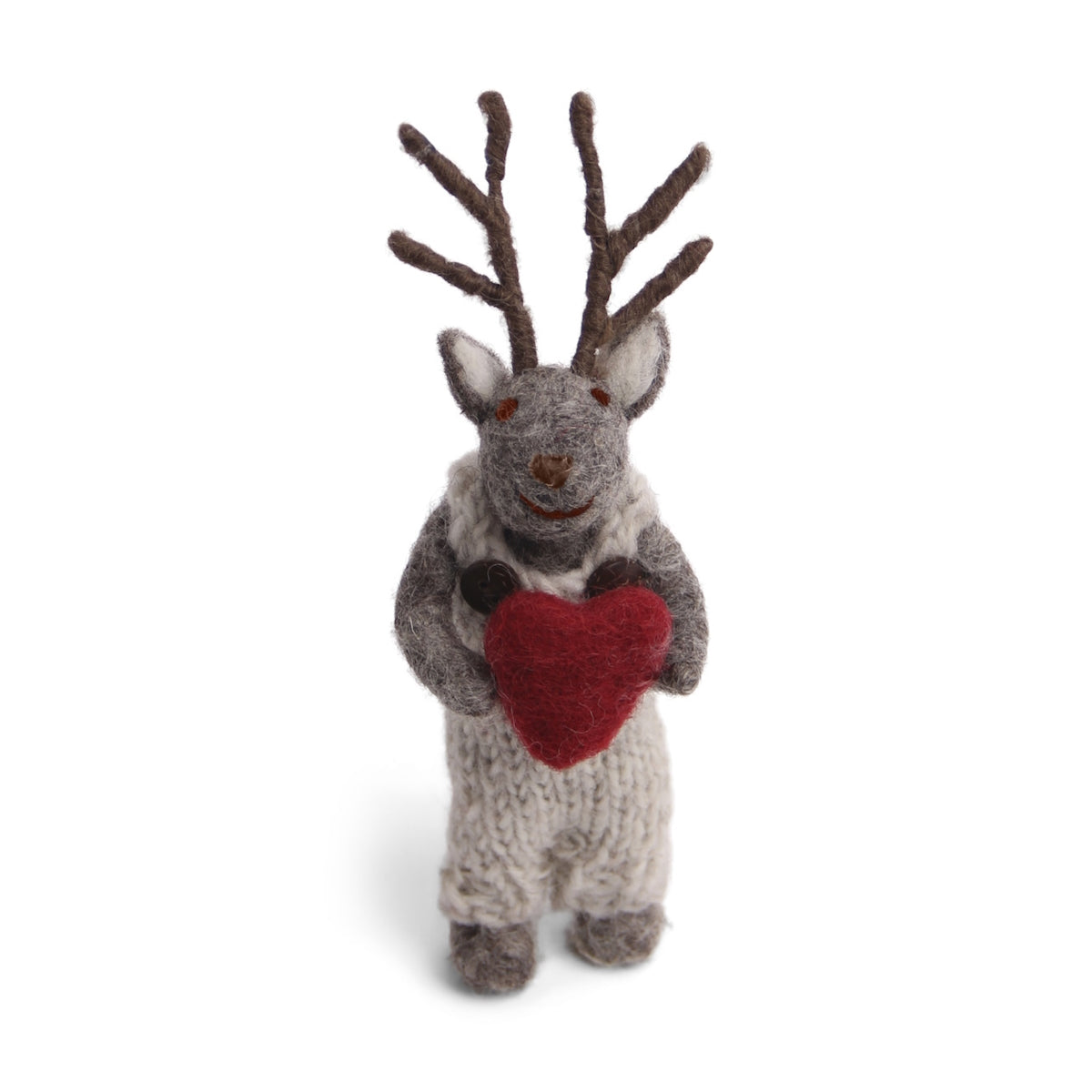 Deer Boy Small Grey with Heart