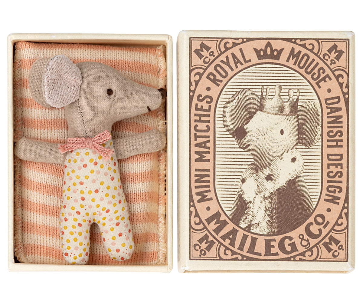 Mouse Sleepy-Wakey Baby in box Rose