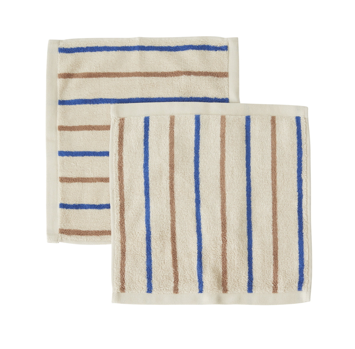 Raita Organic Cotton Wash Cloth Caramel-Blue 2pkblue