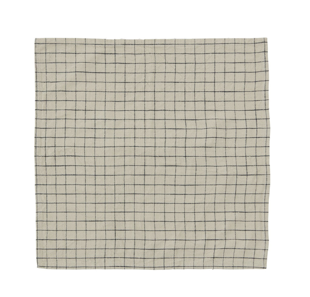 Grid Organic Cotton Napkin 2pk Beige
