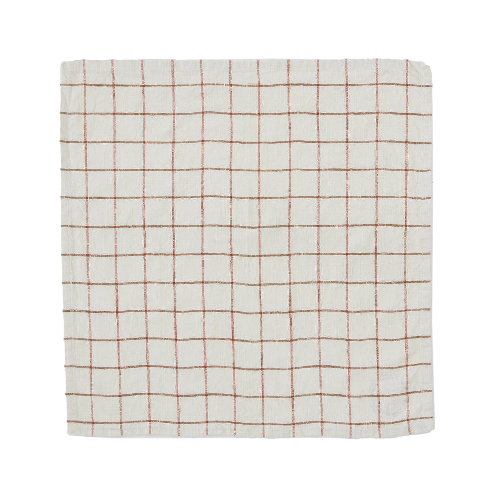 Grid Organic Cotton Napkin 2pk Red