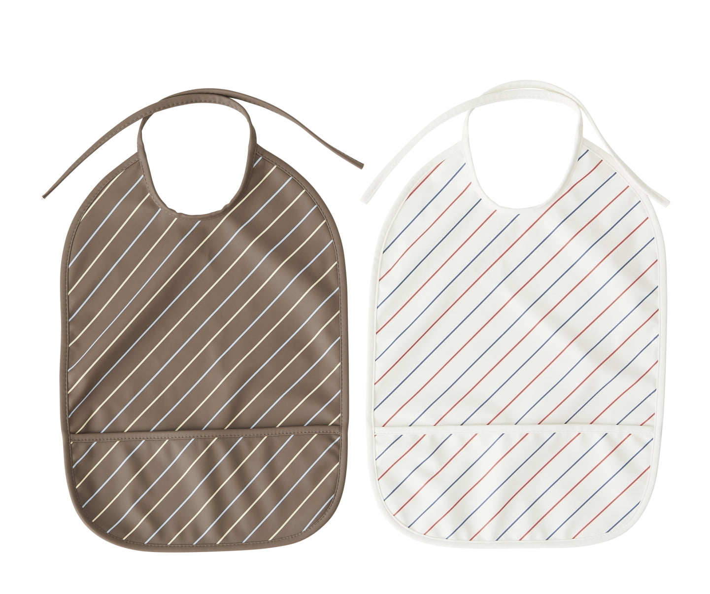 Striped Baby Bib Brown 2pk