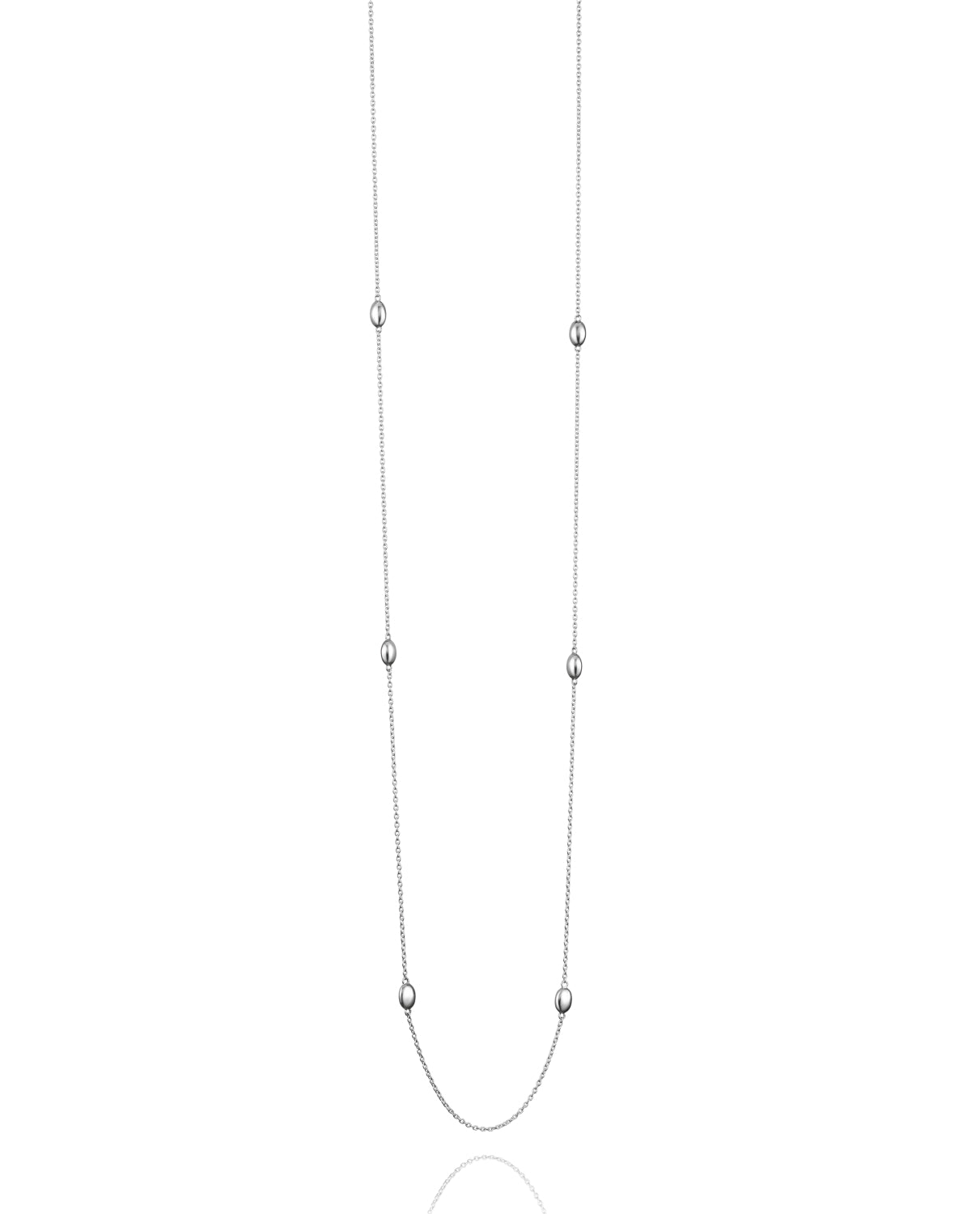 Love Bead Long Necklace Silver