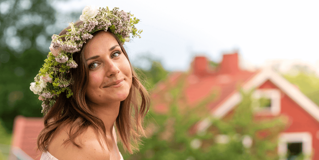 Lady with a flower crown in Sweden