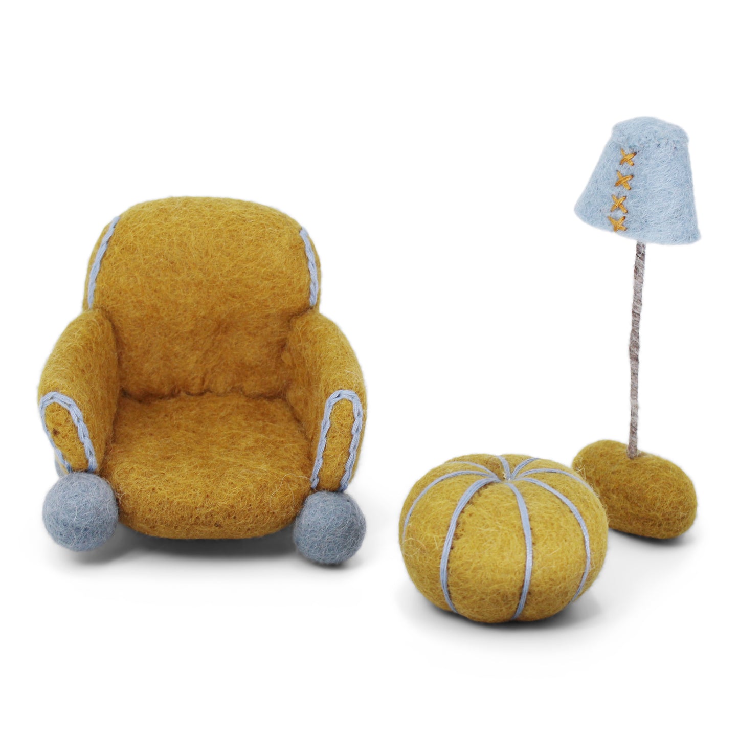 Felted Chair, Pillow & Lamp Mini ochre