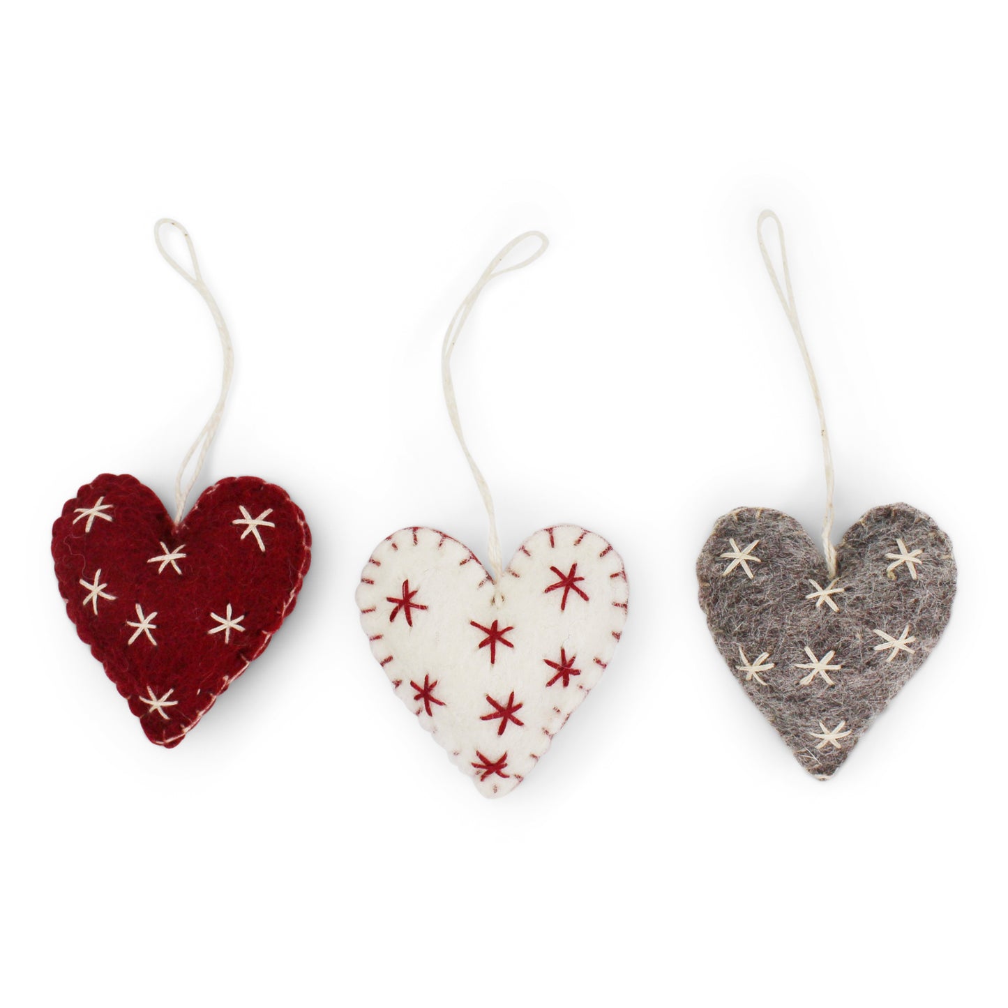 Gry & Sif Heart Stars Felt Decoration 3pk