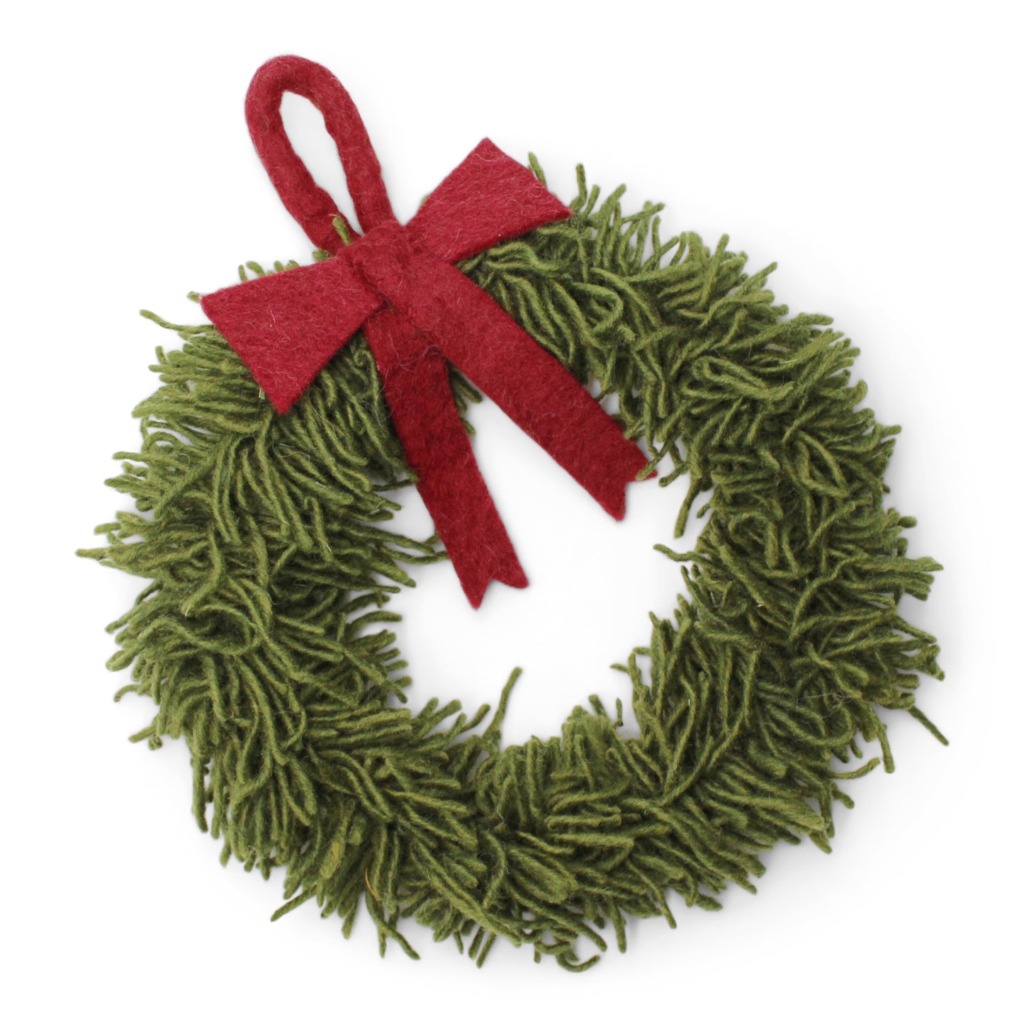 Gry & Sif Wreath Felt Small Green w/ Red Bow