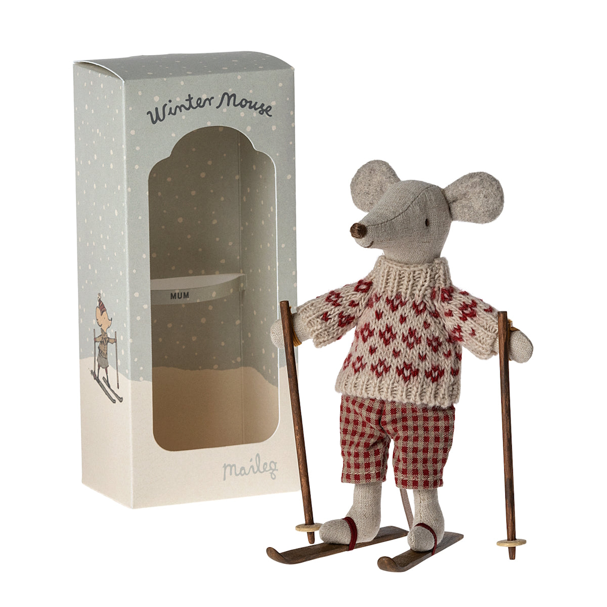 Winter Mouse with Skis Mum