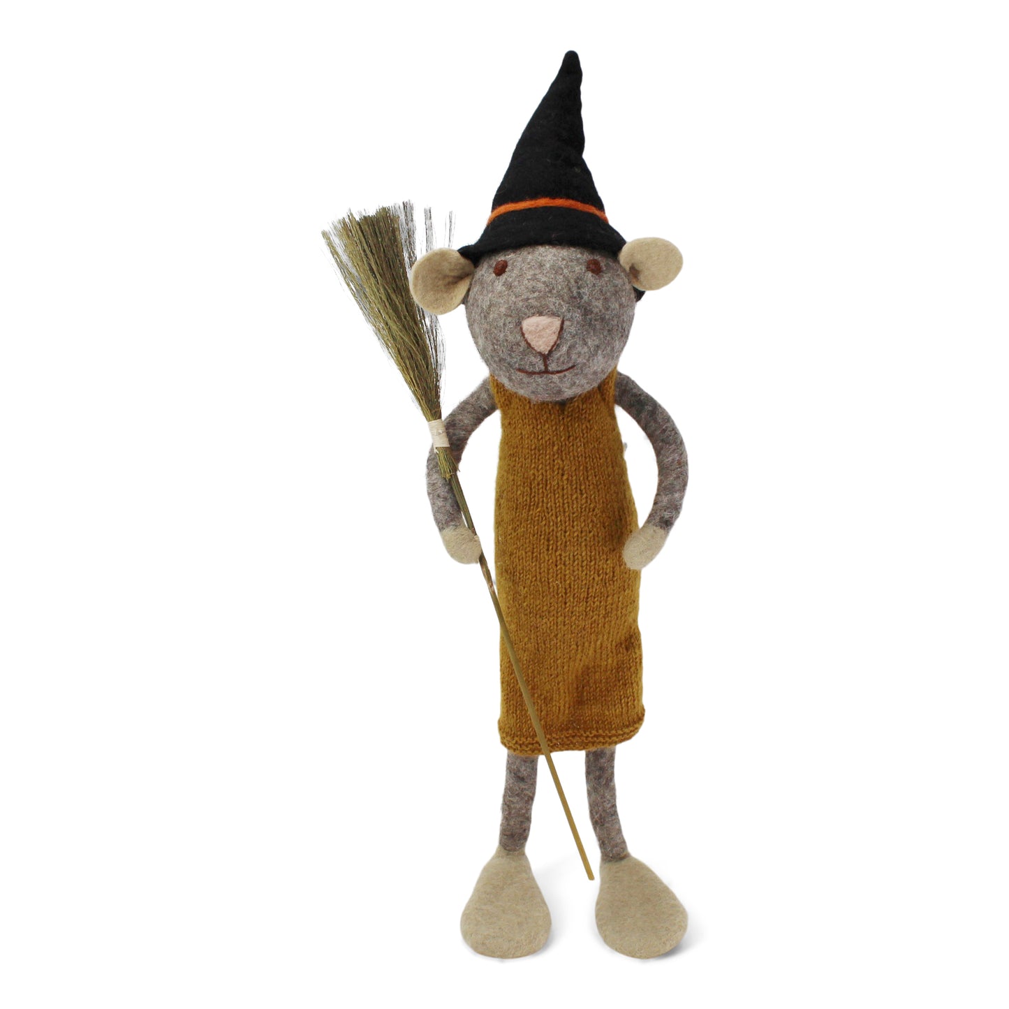 Mouse Girl Extra Large Grey w/hat & broom