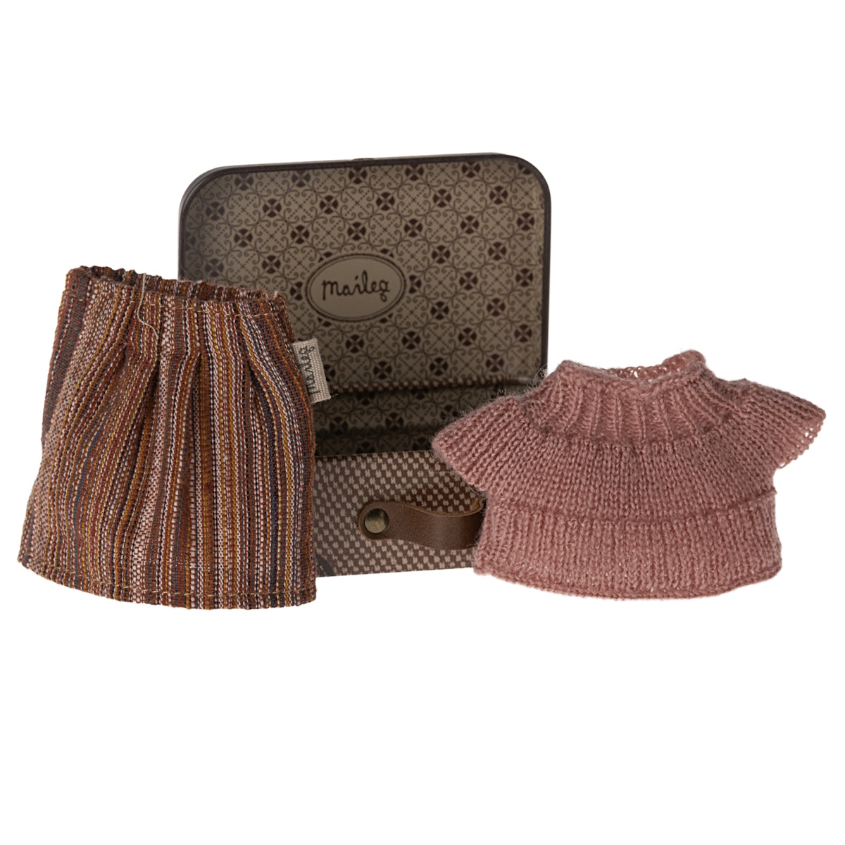 Maileg Knitted Blouse & Skirt in Suitcase Grandma Mouse