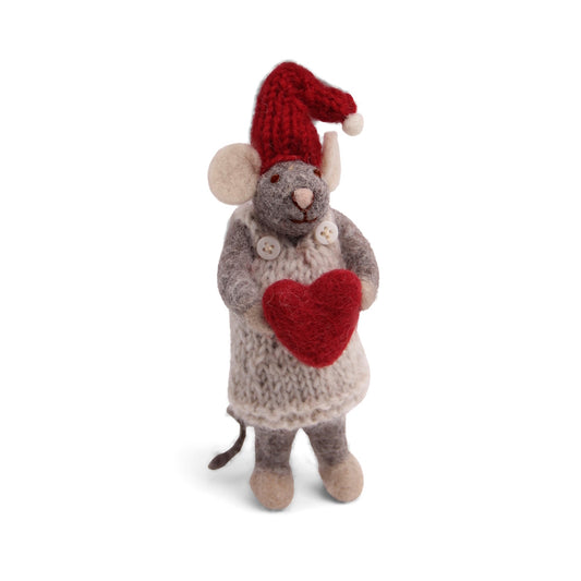 Gry & Sif Mouse Girl Small grey with heart