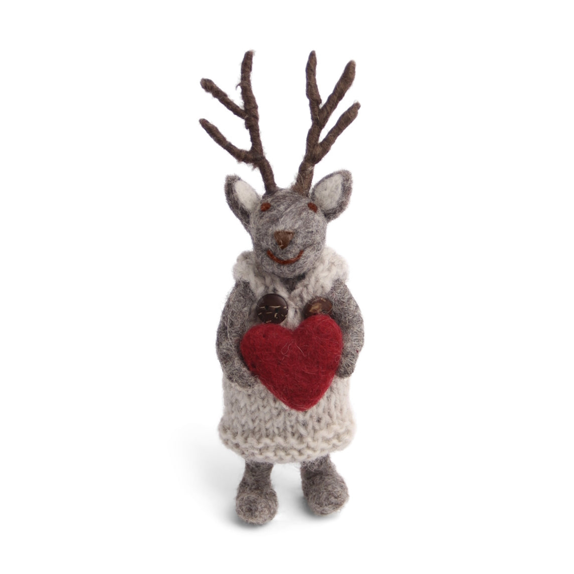 Deer Girl Small Grey with Heart
