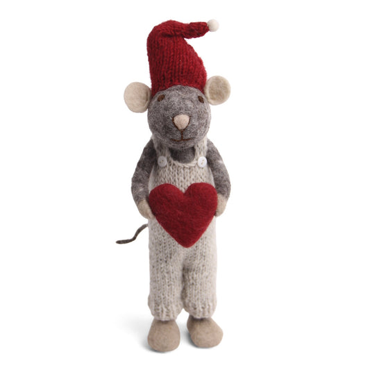 Gry & Sif Mouse Boy Big Grey with Heart