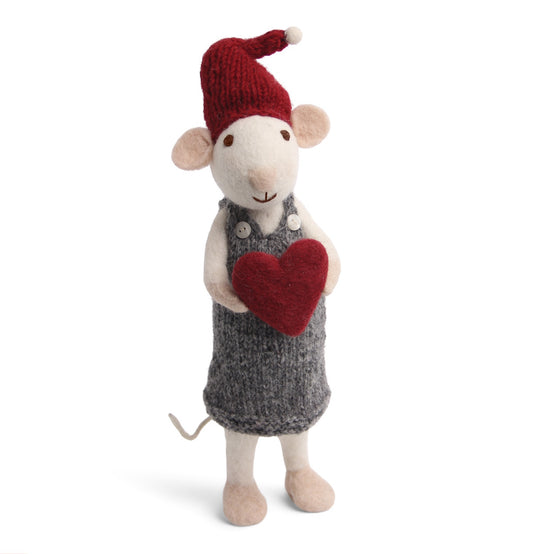 Gry & Sif Mouse Girl Big White with Heart