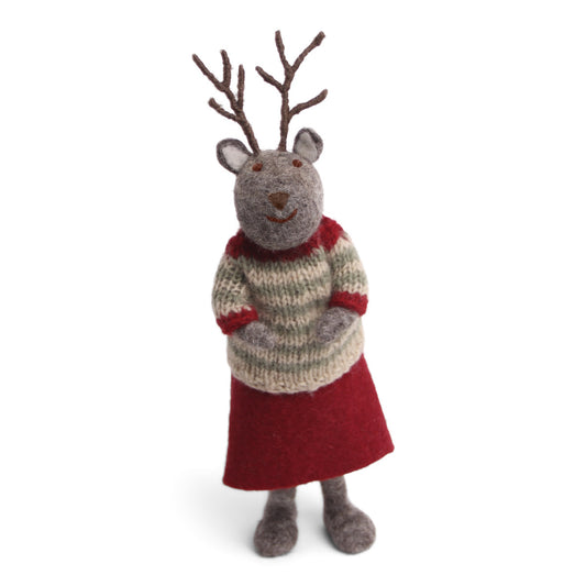 Gry & Sif Deer Girl Big Grey w/skirt & sweater