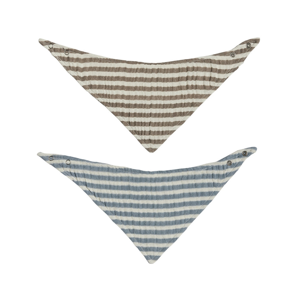 OYOY Striped Drool Bib blue-brown 2pk