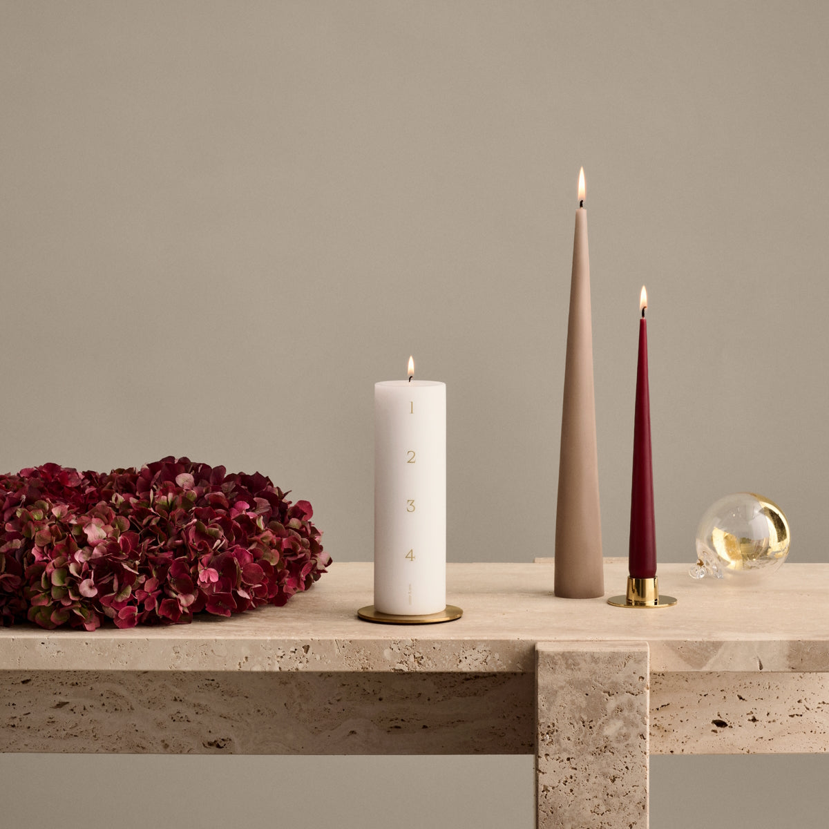 Ester & Erik Advent Candle 20cm 80hr White