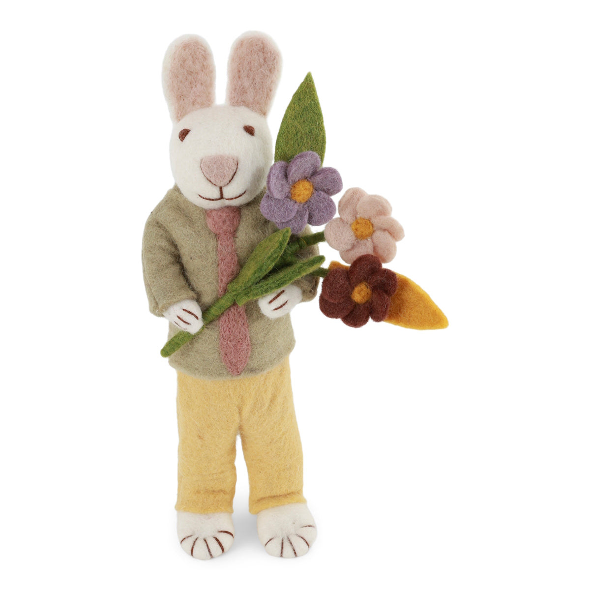 Gry & Sif Big White Bunny Tie & Flowers