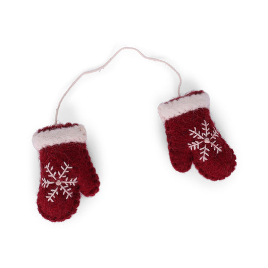 Gry & Sif Mittens Red Felted Decoration