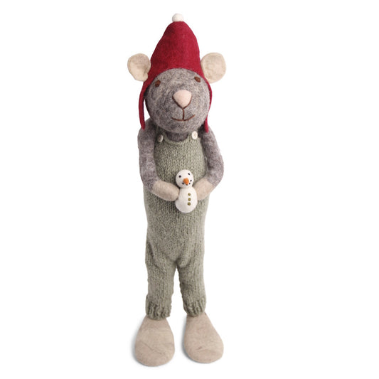 Gry & Sif Mouse Boy Extra Large Grey w/Snowman