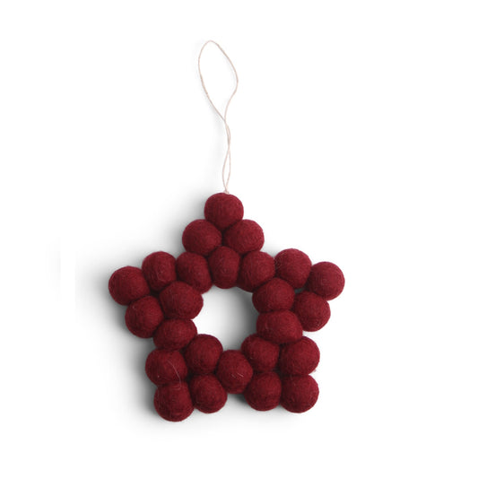 Gry & Sif Star Felt Ball Decoration red