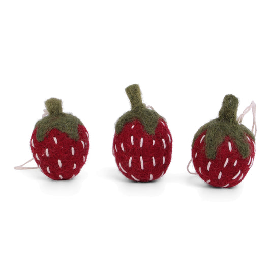 Gry & Sif Strawberries Felted Decoration 3pk