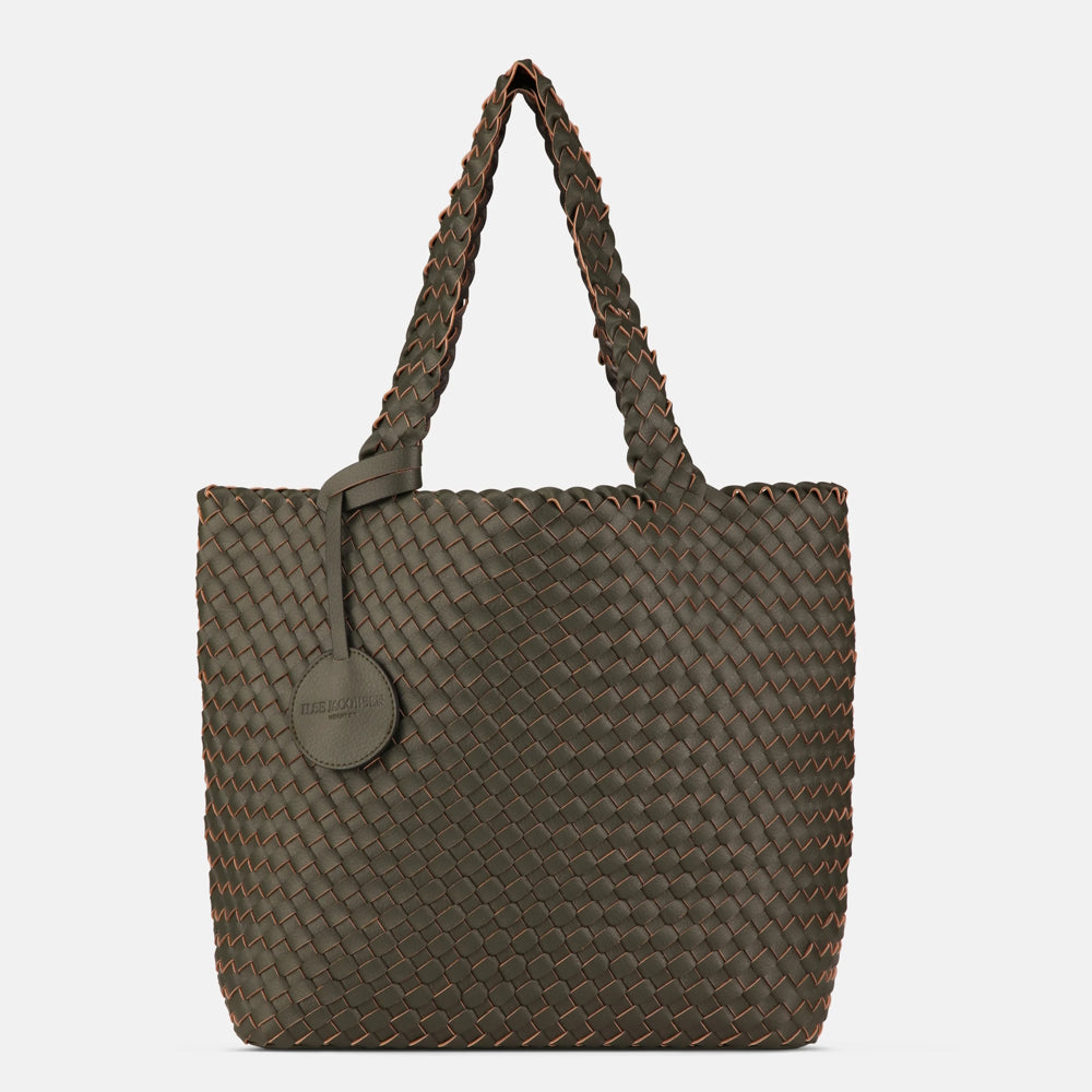 Ilse Jacobsen Woven Tote Bag Gun Metal-Army