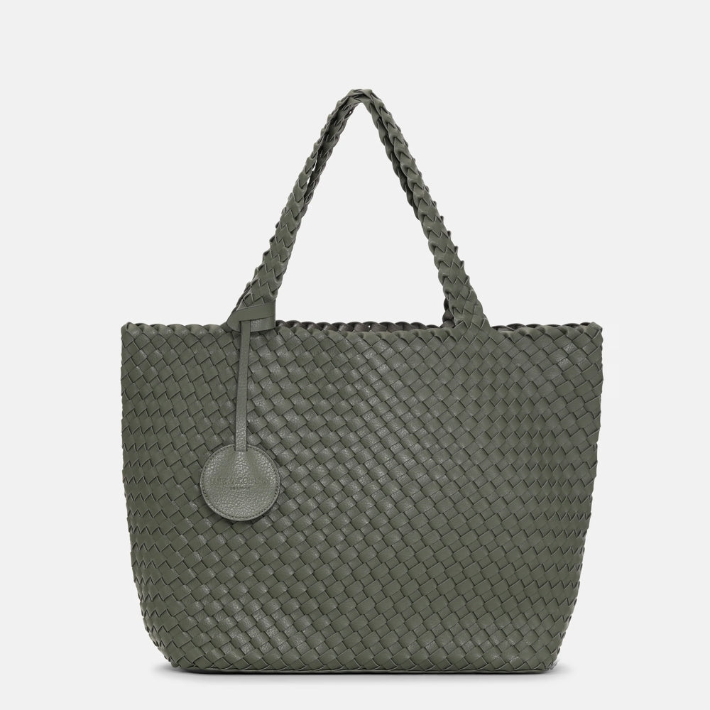 Ilse Jacobsen Woven Tote Bag Gun Metal-Army