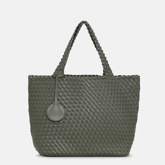 Ilse Jacobsen Woven Tote Bag Gun Metal-Army