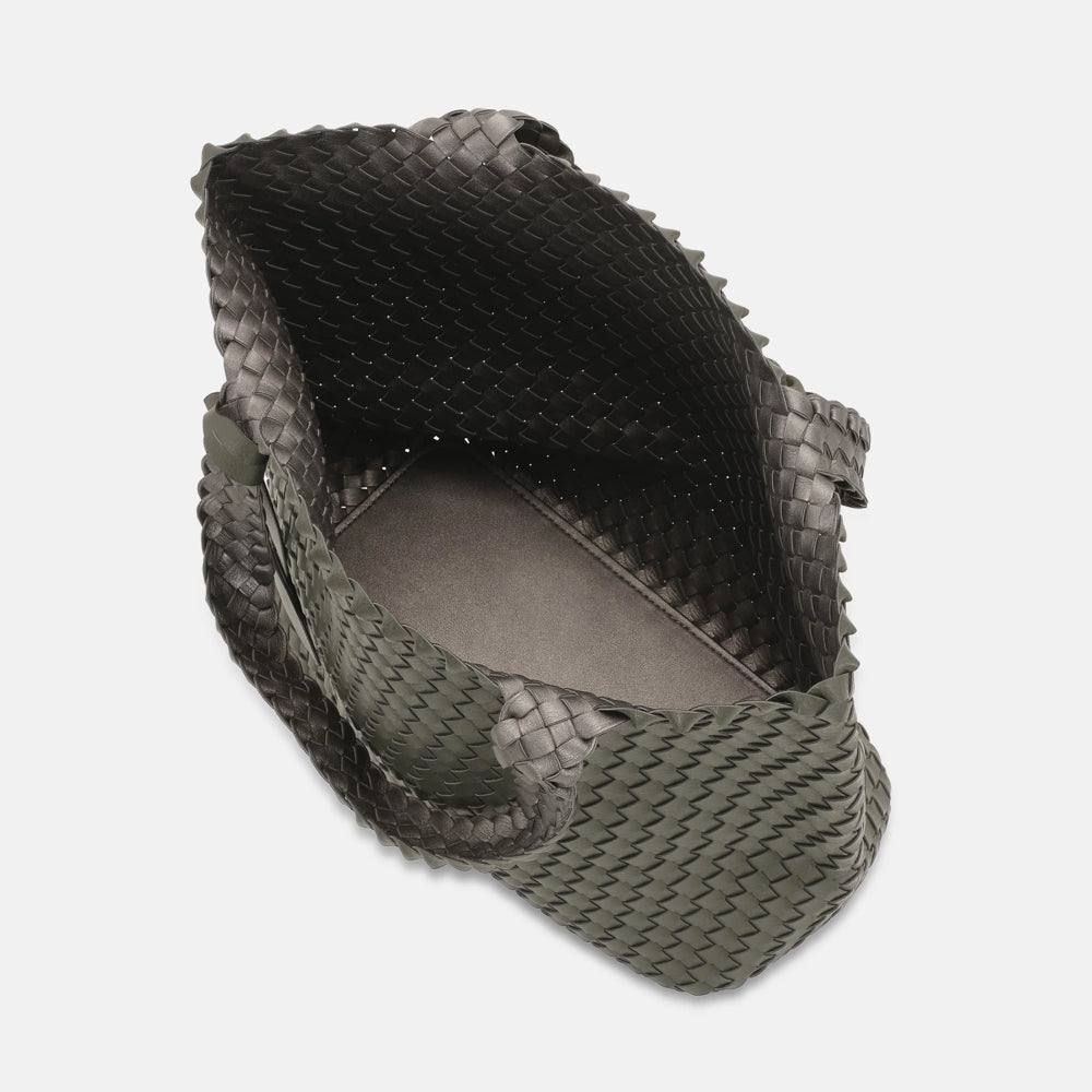 Ilse Jacobsen Woven Tote Bag Gun Metal-Army