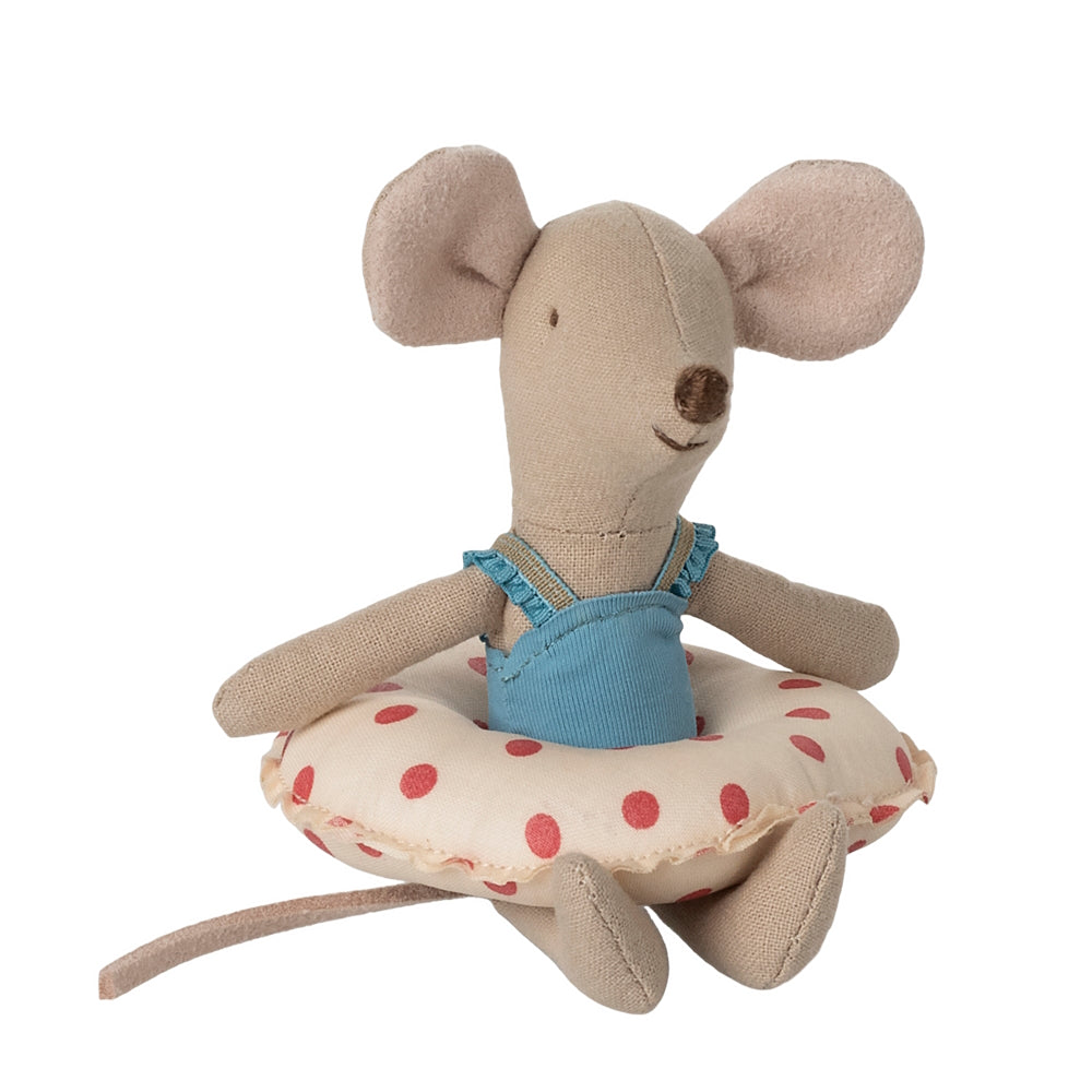 Maileg Beach Mouse Little Sister with Float Red Dot