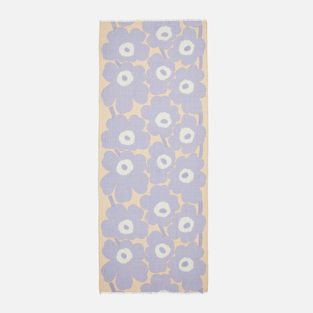 Marimekko Fiore Unikko Sheer Wool Scarf Light Lilac