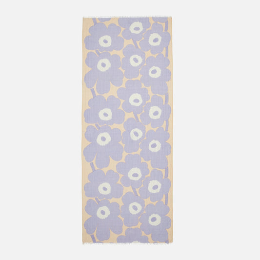 Marimekko Fiore Unikko Sheer Wool Scarf Light Lilac