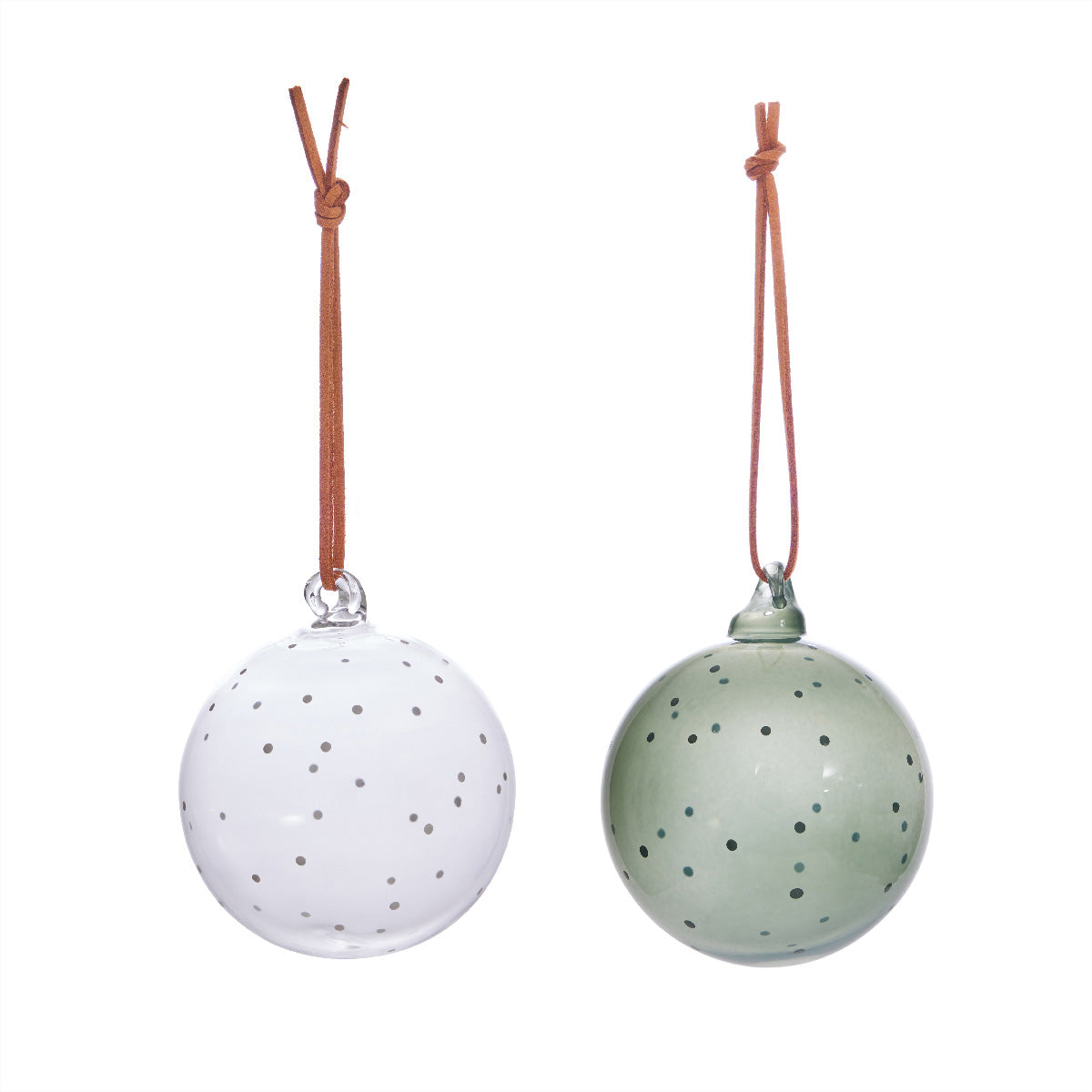 OYOY Natale Christmas Glass Balls 2 pack Green