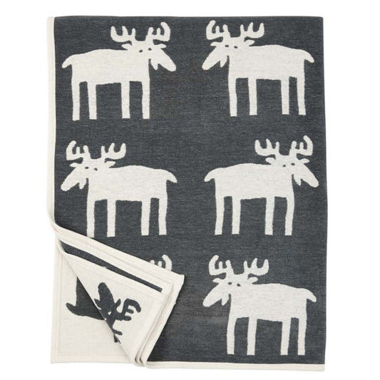 Moose Organic Cotton Blanket Dark Grey