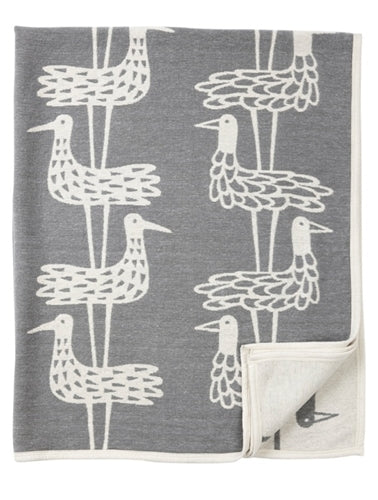 Shore Bird Organic Cotton Blanket Gray