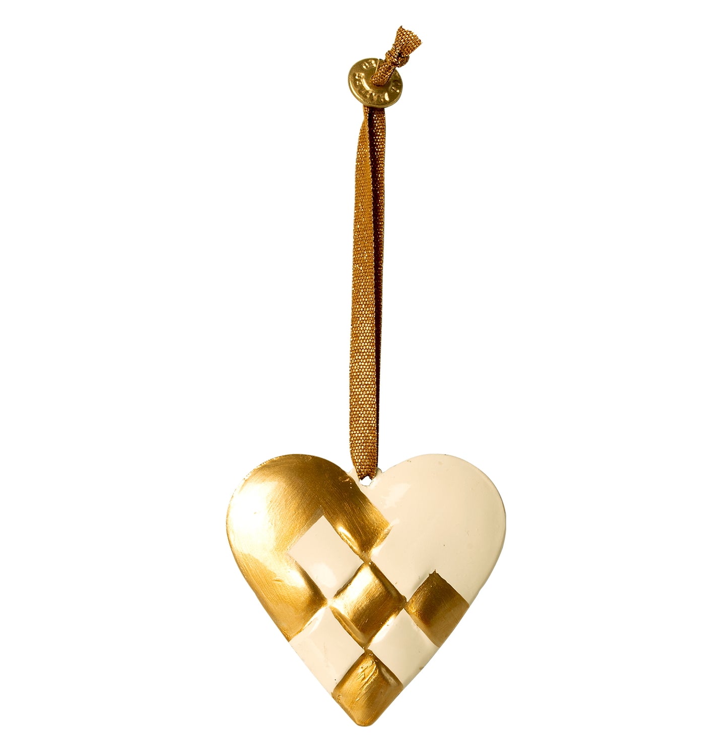 Metal Ornament Braided Heart Gold