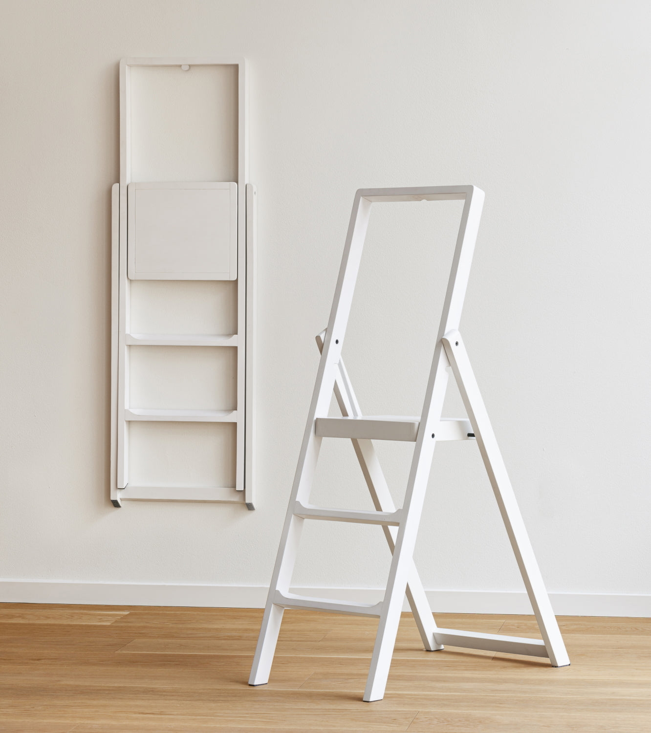 White shop step ladders