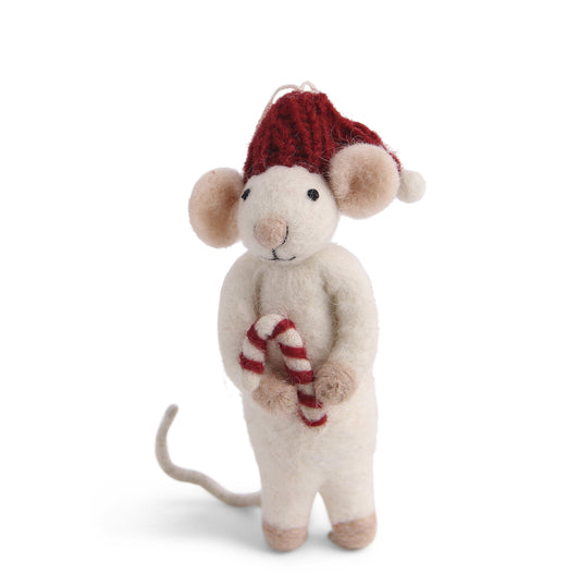 Gry & Sif White Mouse with Candy Cane