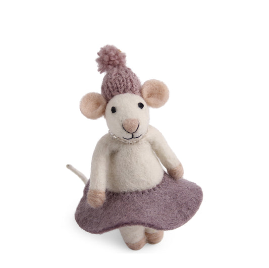 White Mouse with Purple Dress