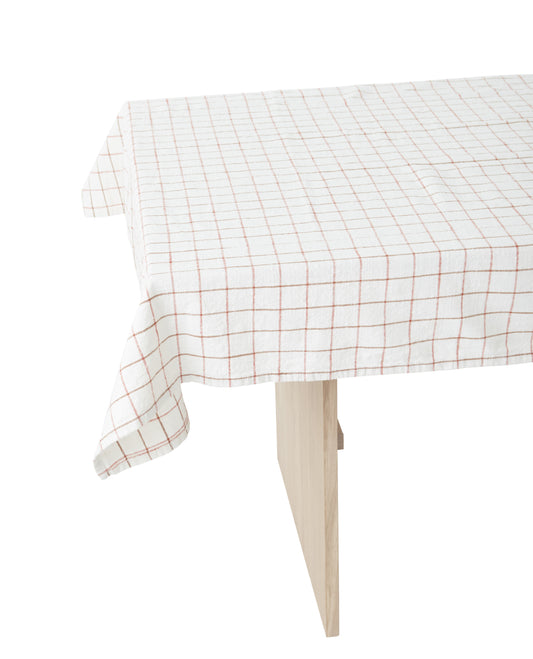Grid Organic Cotton Tablecloth White 140x260cm